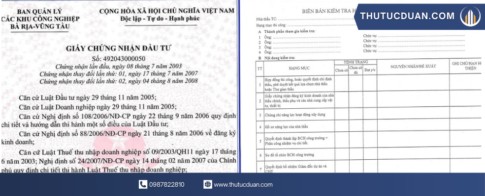 thủ tục dự án